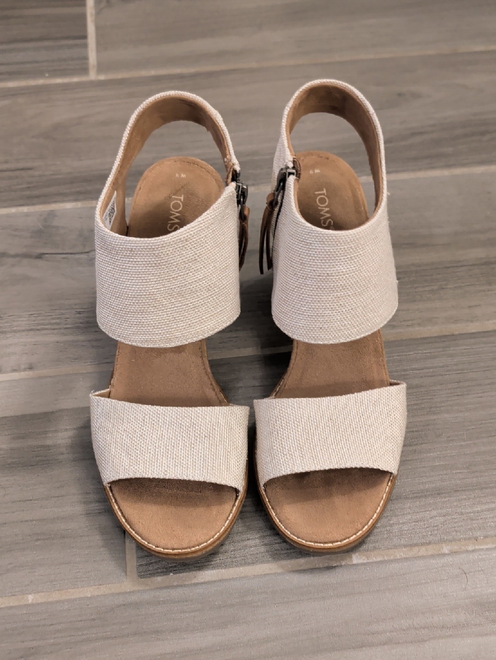 EUC TOMS Beige Canvas Slingback Sandals